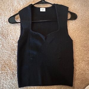 Abercrombie & Fitch Black V Neck Ribbed Top Size M